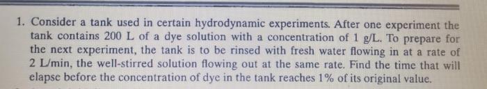 Consider a tank used in certain hydrodynamic experiments