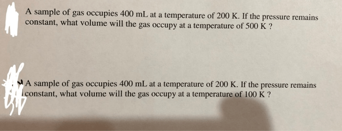 A gas occupies 900.0 ml at a temperature of 27.0